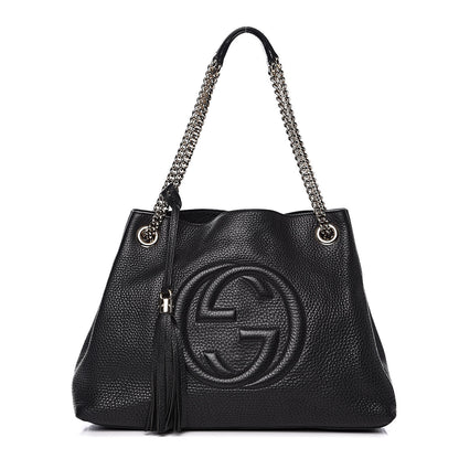 Gucci Pebbled Calfskin Medium Soho Chain Shoulder Bag Black 1 of 14