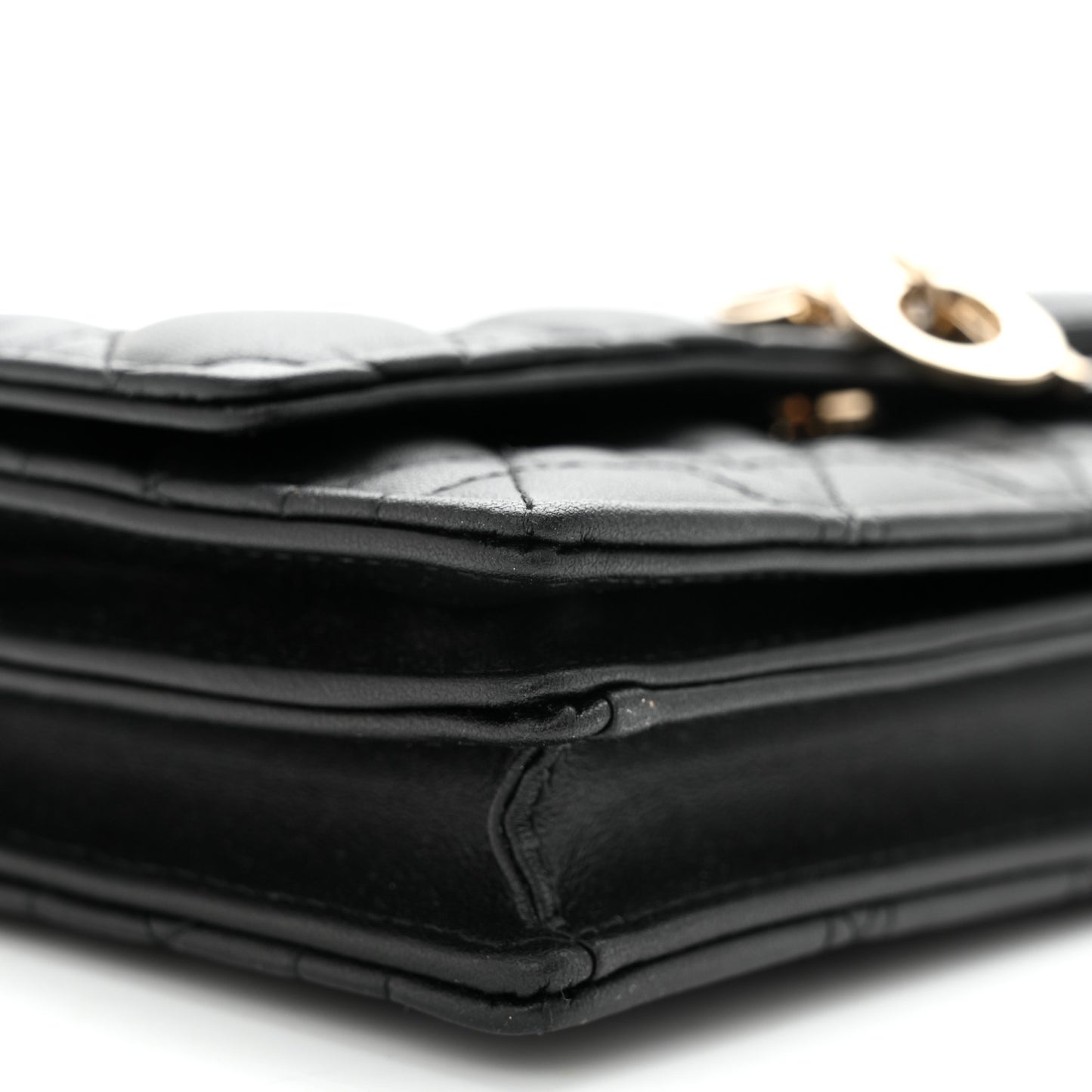 Lambskin Cannage Lady Dior Phone Pouch Black