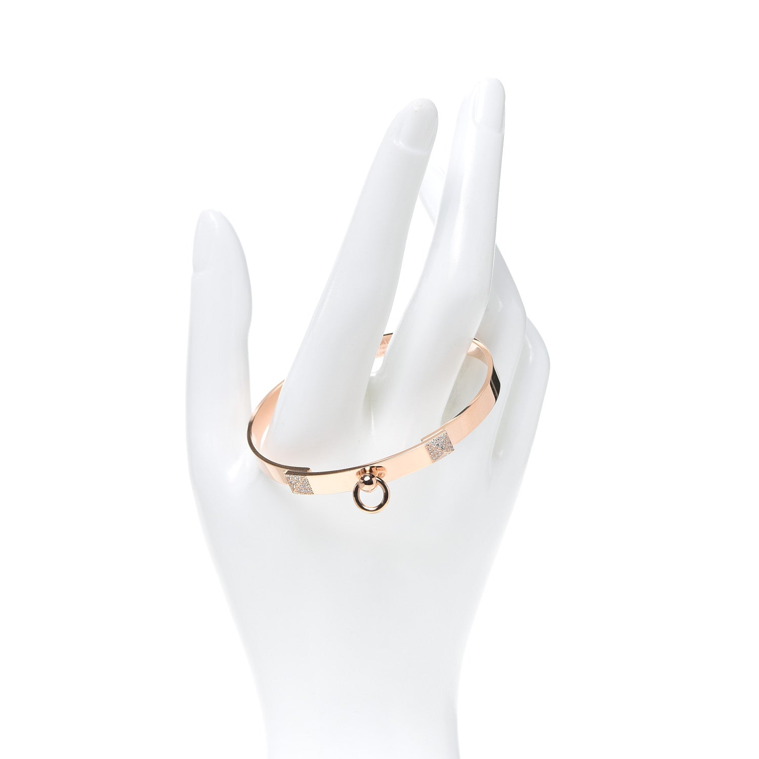 Hermes 18K Rose Gold Diamond PM Collier De Chien Bracelet ST 2 of 5