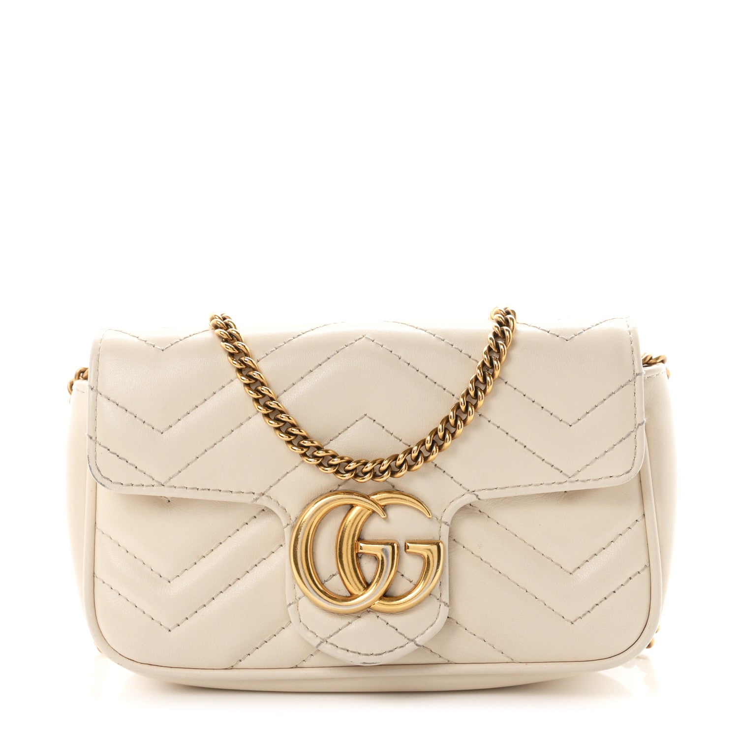 Gucci Calfskin Matelasse Super Mini GG Marmont Shoulder Bag White 1 of 11