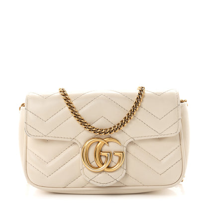 Gucci Calfskin Matelasse Super Mini GG Marmont Shoulder Bag White 1 of 11