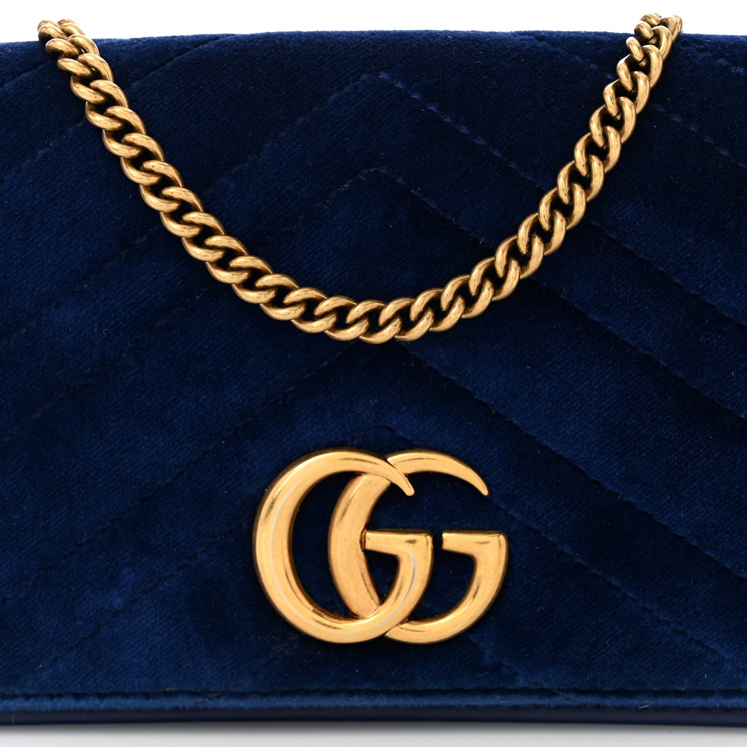Gucci Velvet Matelasse GG Marmont Mini Bag Cobalt Blue 7 of 9