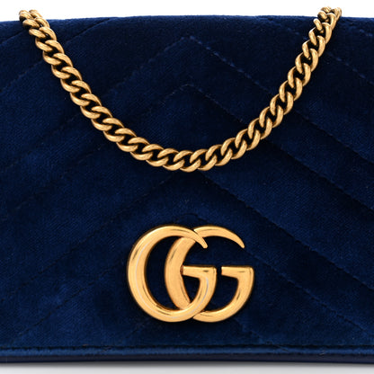 Gucci Velvet Matelasse GG Marmont Mini Bag Cobalt Blue 7 of 9