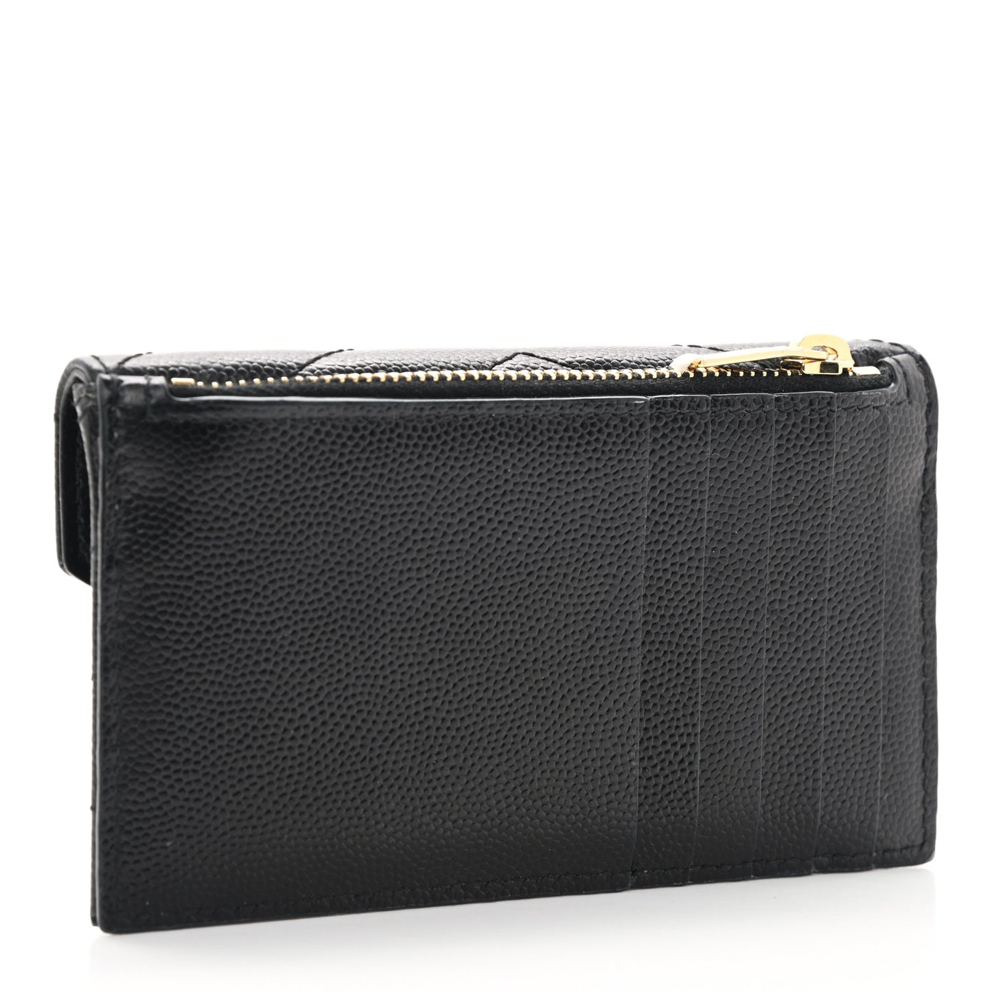 Grain De Poudre Matelasse Chevron Monogram Compact Wallet Black