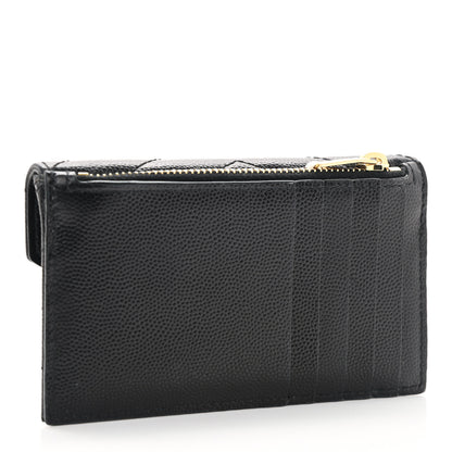 Saint Laurent Grain De Poudre Matelasse Chevron Monogram Compact Wallet Black 3 of 6