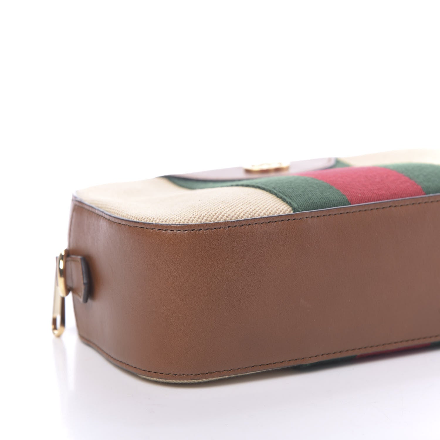 Gucci Vintage Canvas Web Shoulder Bag Sand Cuir 8 of 10