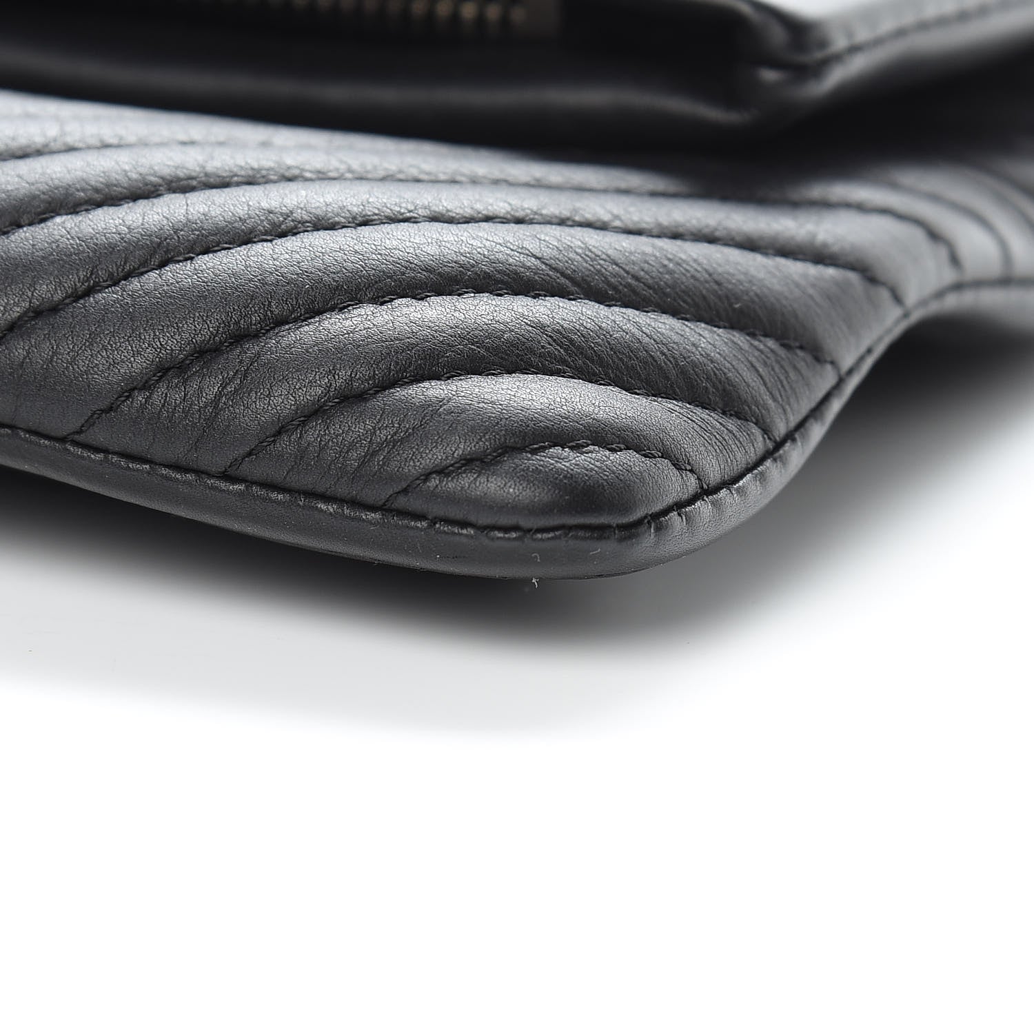 Chanel Calfskin Chevron Quilted Beauty CC Boy Clutch Black 10 of 10