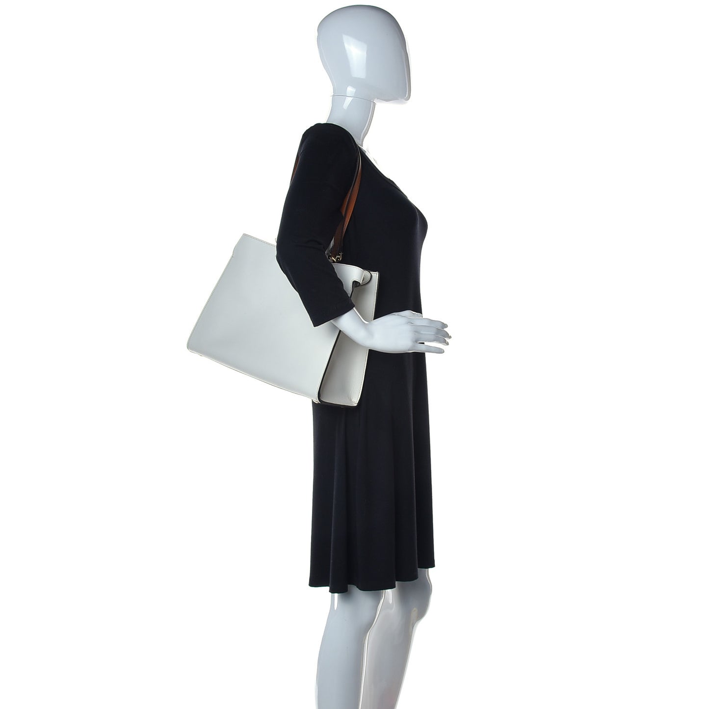Vitello Seta Century Small Peekaboo X-Tote White Brandy