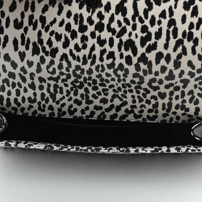 Saint Laurent Calfskin Monogram Printed Leopard Cassandre Clutch Black White 5 of 7