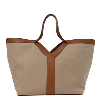 Saint Laurent Canvas Calfskin Y Tote Desert Dust Brick 1 of 10