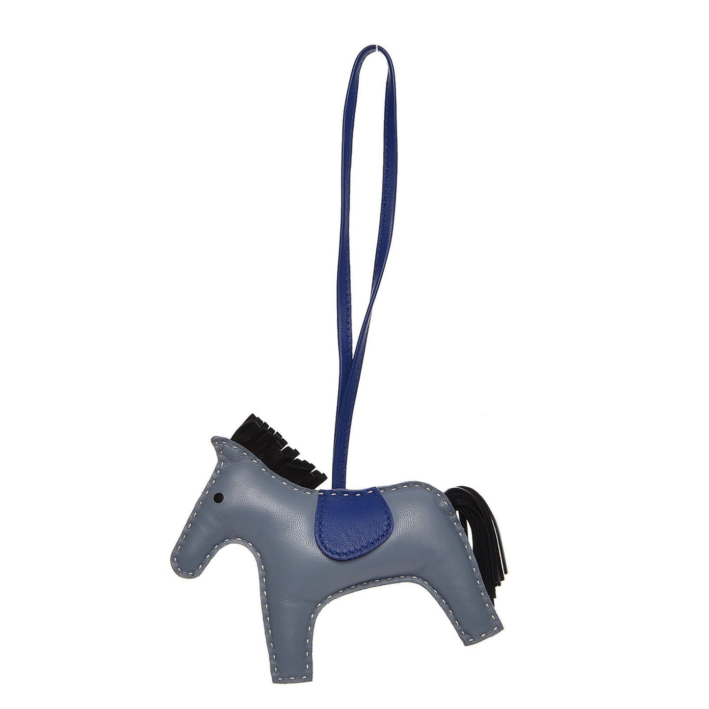 Milo Lambskin Grigri Rodeo Horse Bag Charm MM Bleu Lin Electrique Bleu Noir