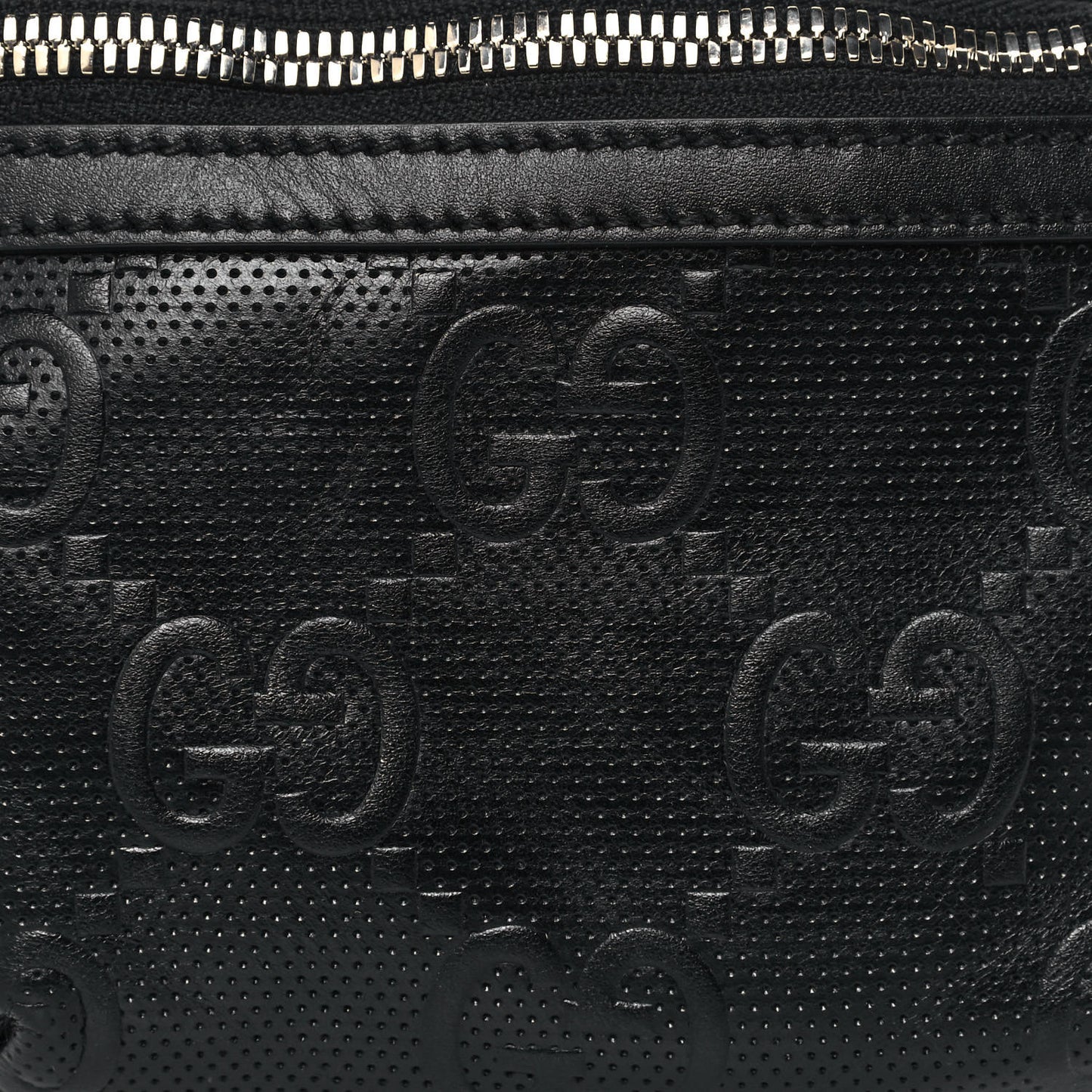 Calfskin GG Tennis Embossed Belt Bag Black
