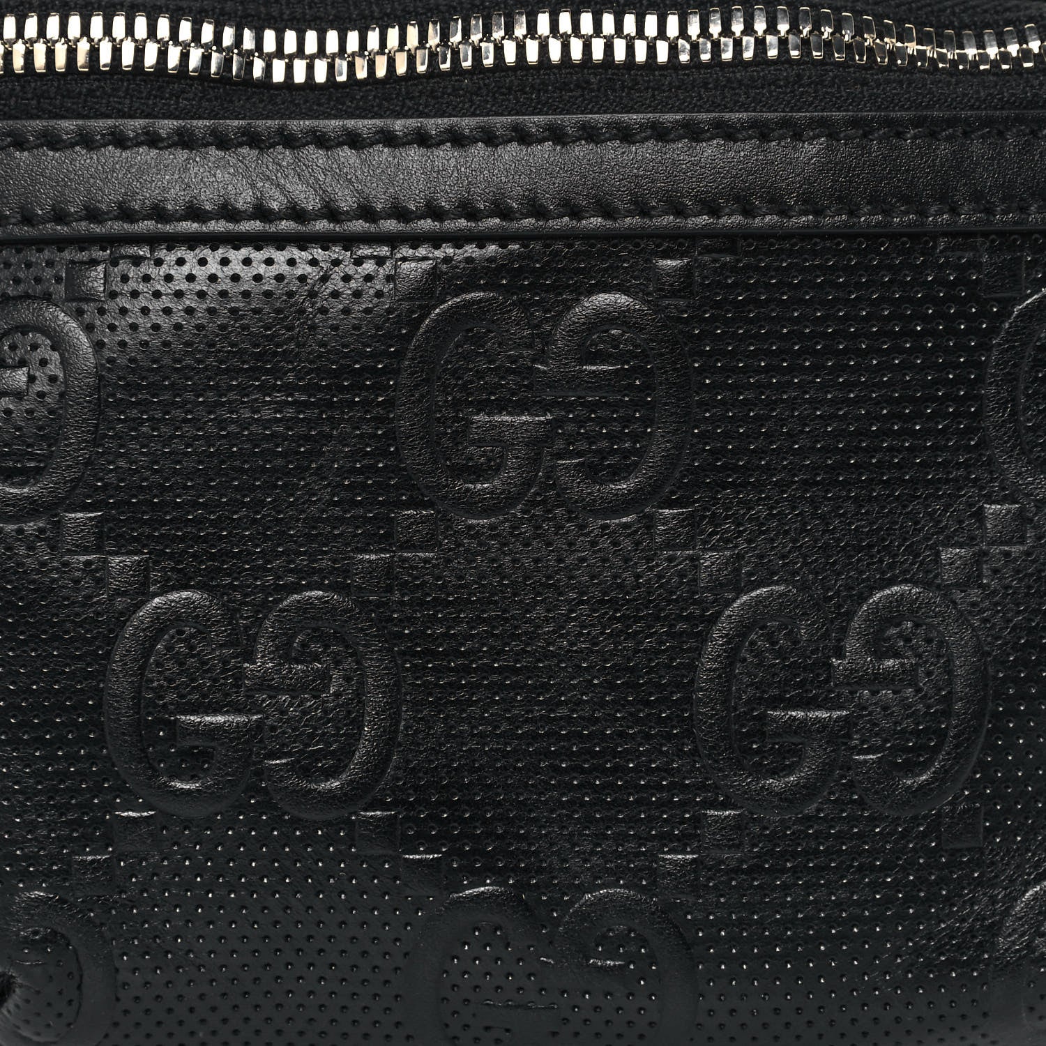 Gucci Calfskin GG Tennis Embossed Belt Bag Black 12 of 14