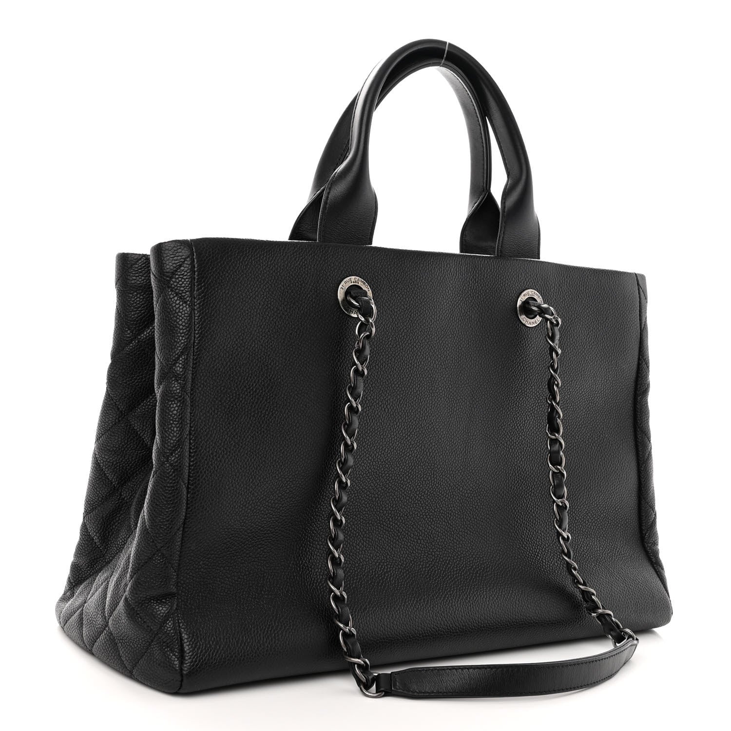 Chanel Caviar Lambskin Quilted Large Coco Break Shopping Bag Black 3 of 11