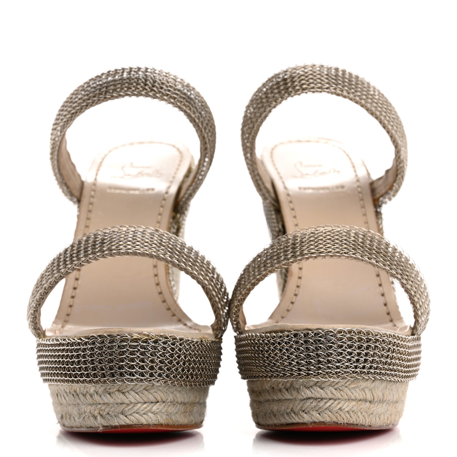 Christian Louboutin Rope Chain Cadena 140 Platform Wedge Sandals 38 Silver Grezzo 3 of 13