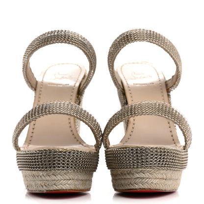 Christian Louboutin Rope Chain Cadena 140 Platform Wedge Sandals 38 Silver Grezzo 3 of 13