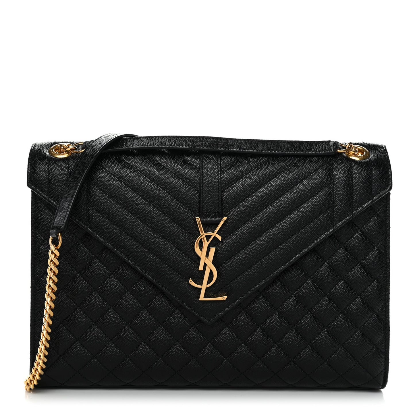 Grain De Poudre Textured Mixed Matelasse Large Triquilt Monogram Satchel Black