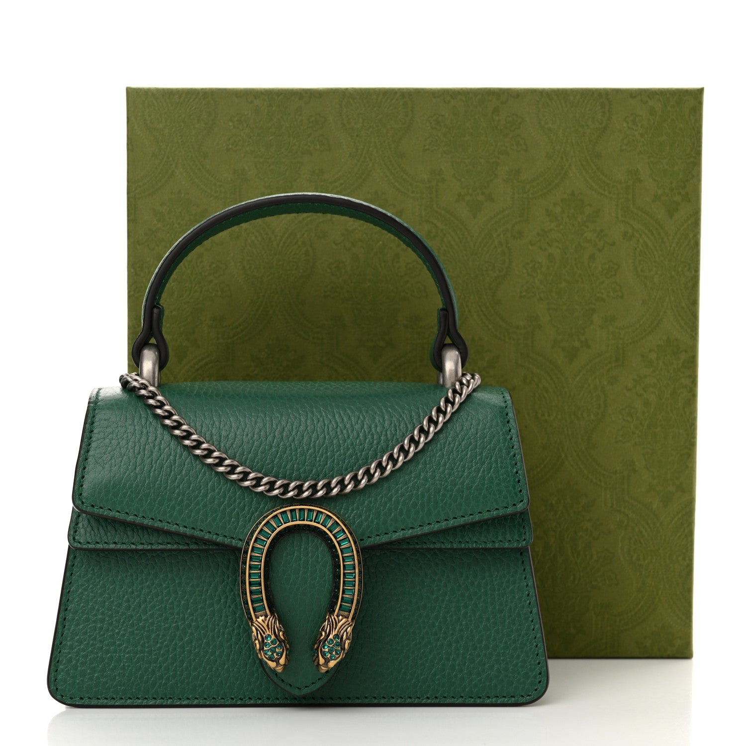 Gucci Dollar Calfskin Crystal Mini Dionysus Top Handle Bag Emerald 11 of 11
