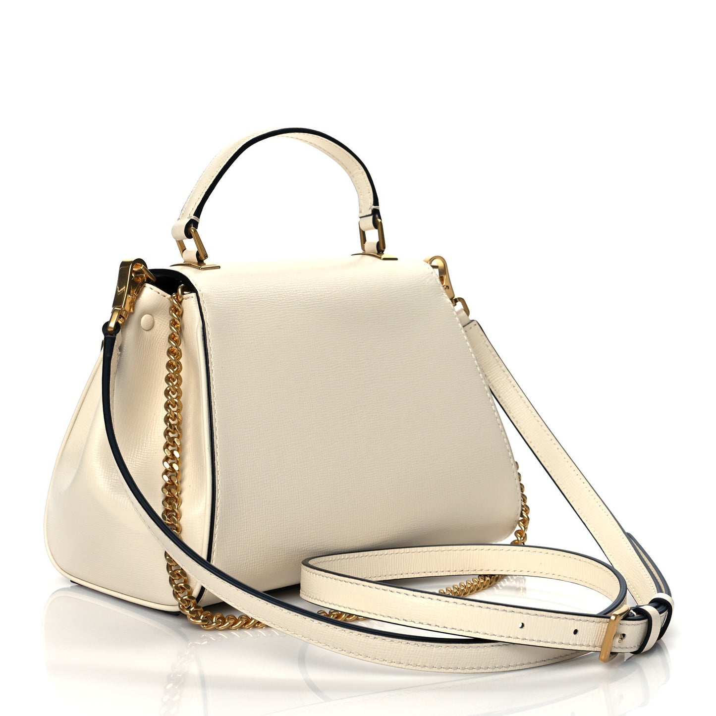Grainy Calfskin Small Rockstud Alcove Top-Handle Bag Light Ivory
