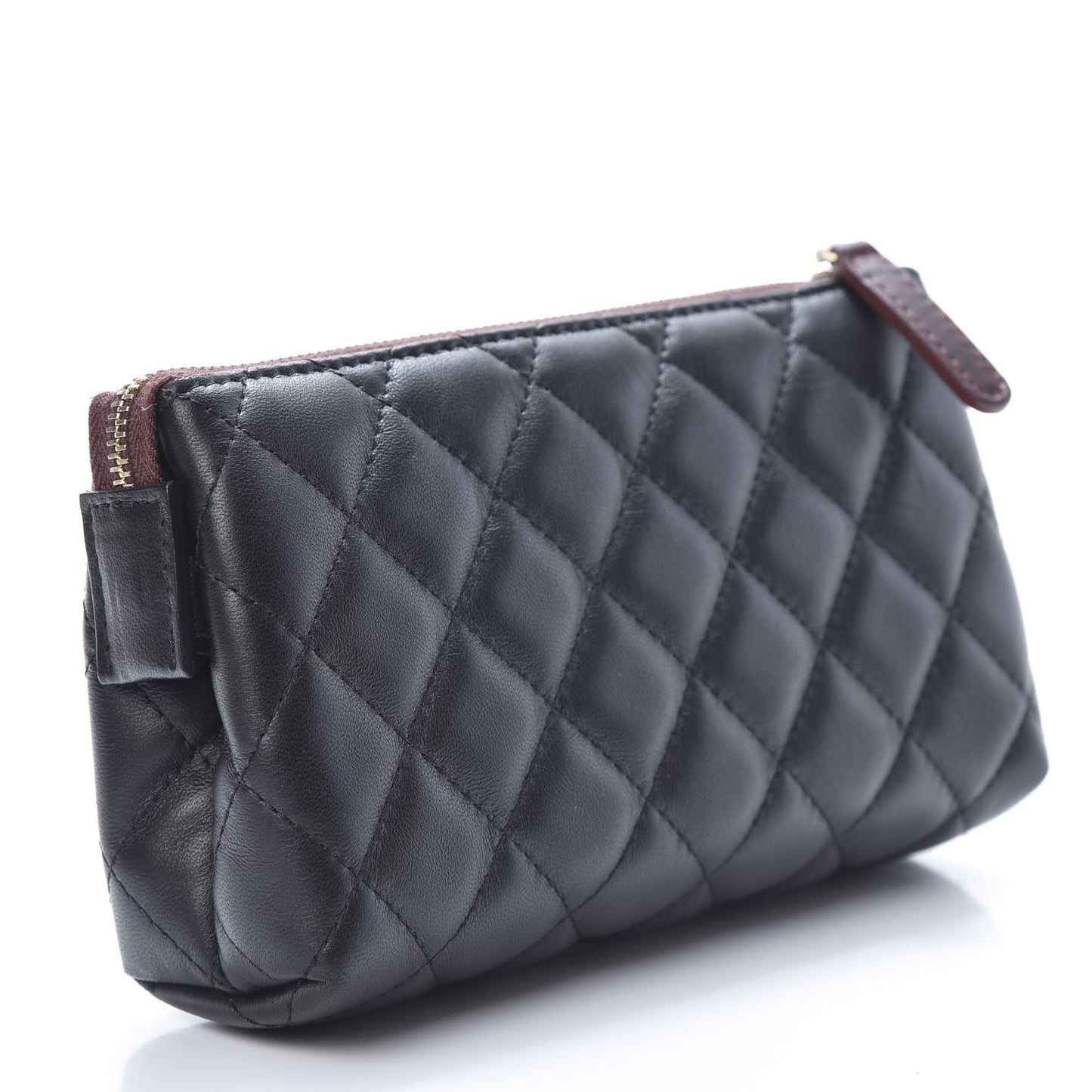 Lambskin Quilted Small Cosmetic Case Black