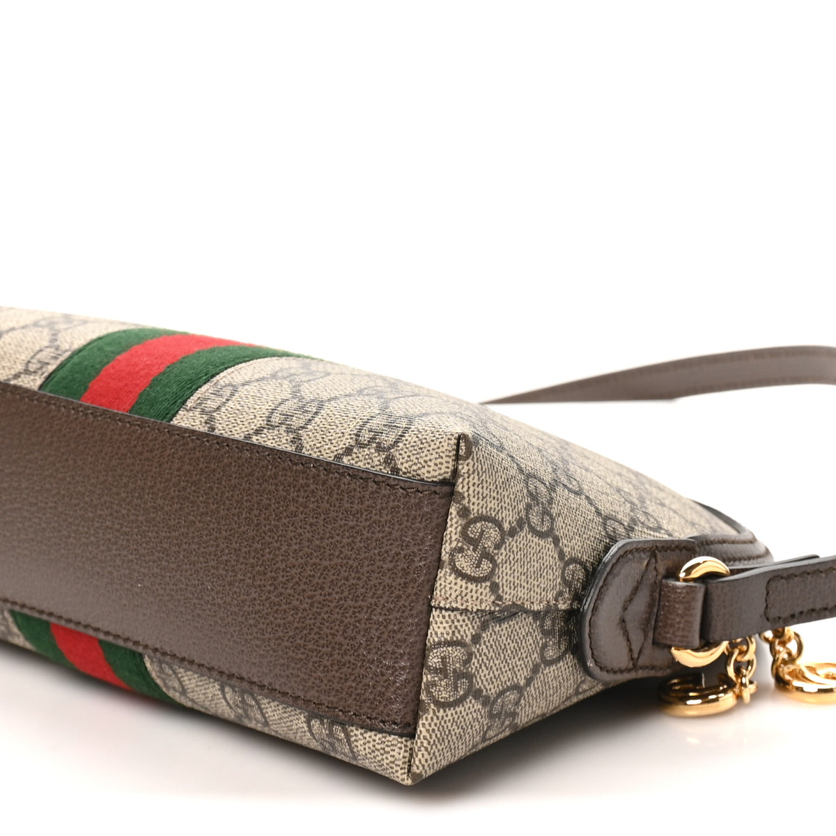 GG Supreme Monogram Textured Dollar Calfskin Web Small Ophidia Dome Shoulder Bag Beige Ebony New Acero