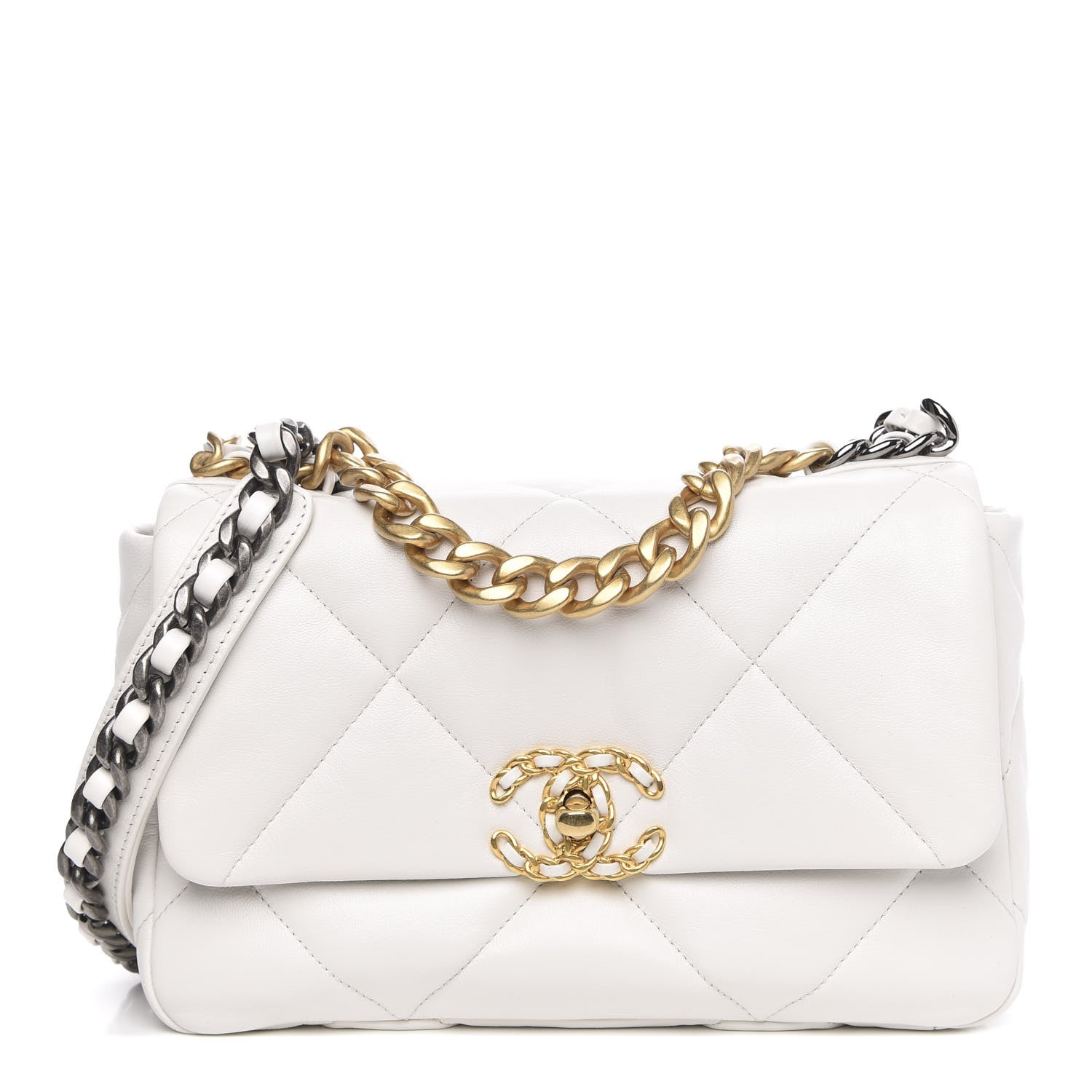 Chanel Goatskin Quilted Medium 19 Flap White 1 of 11