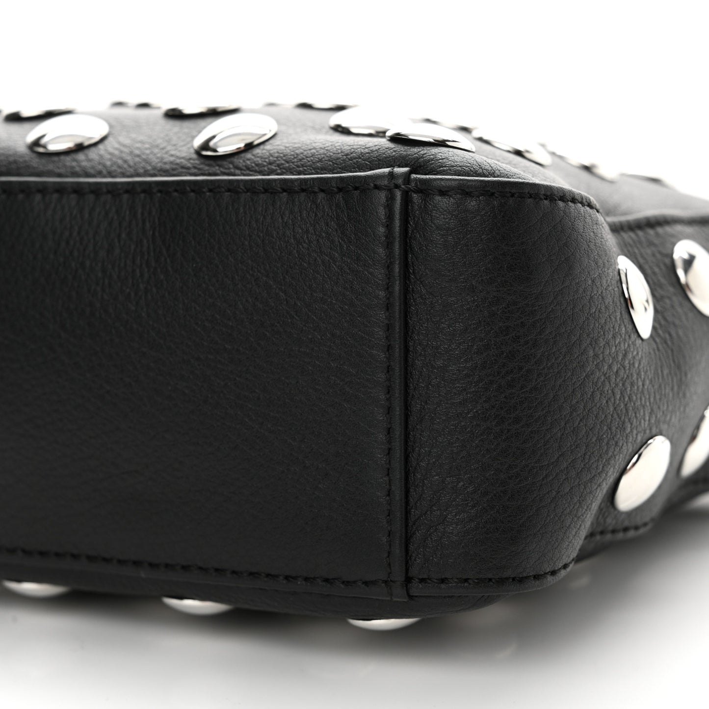 Pebbled Sport Calfskin Studded Small Elena Black