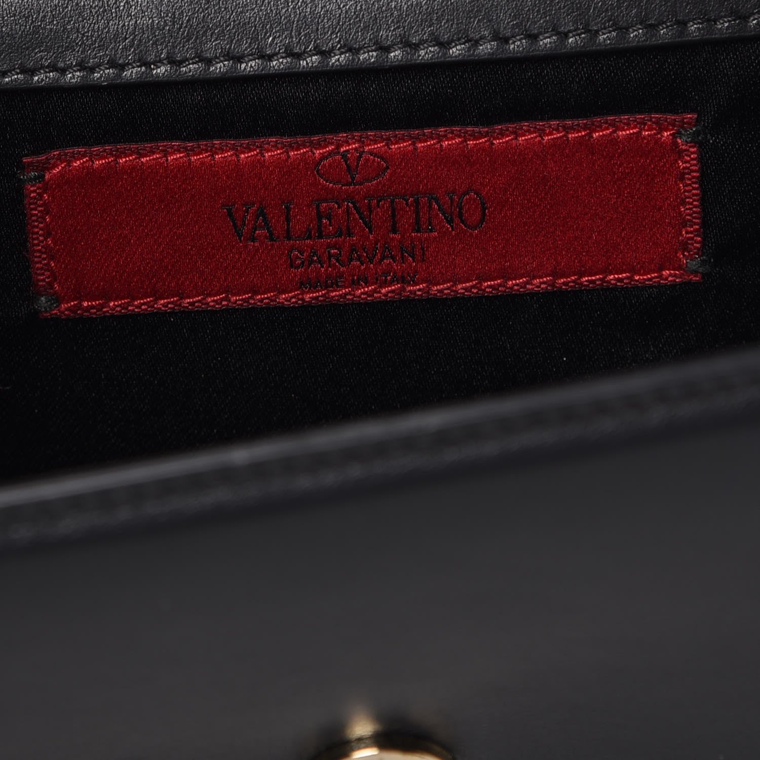 Valentino Garavani Vitello Mini Rockstud Chain Flap Crossbody Bag Black 7 of 11