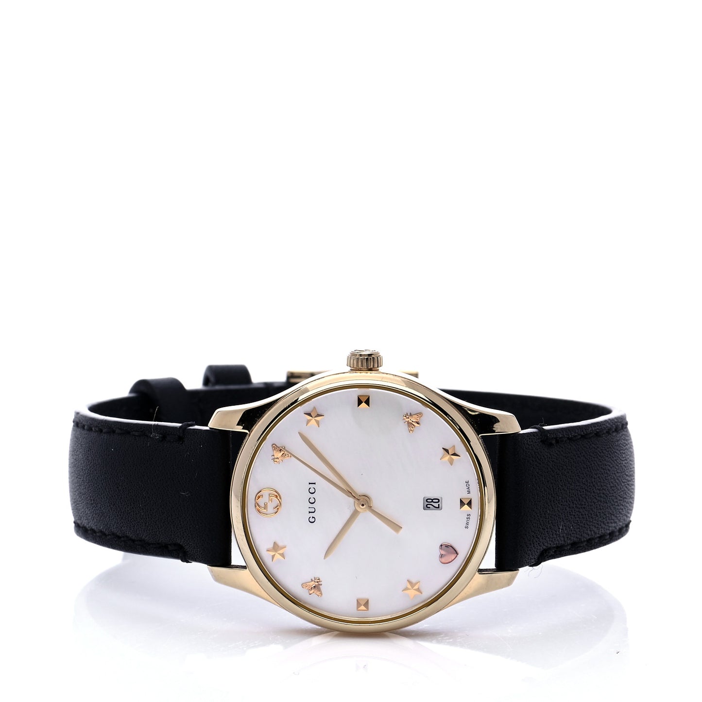 Stainless Steel Calfskin Mother of Pearl 29mm G-Timeless Charm Quartz Watch