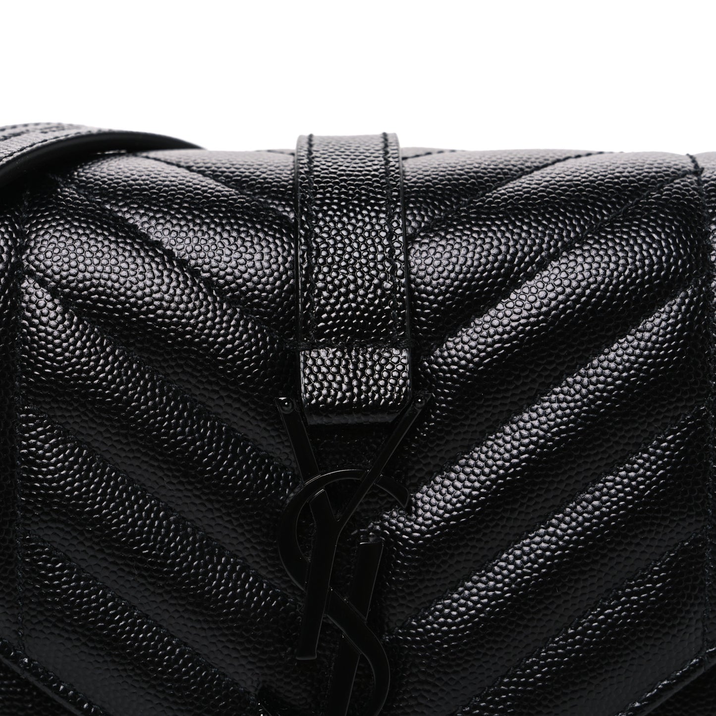 Grain De Poudre Textured Mixed Matelasse Triquilt Small Monogram Monochrome Satchel Black