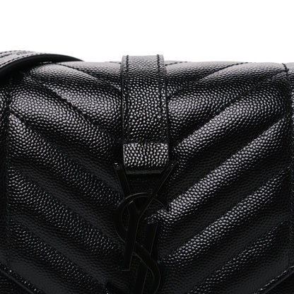 Saint Laurent Grain De Poudre Textured Mixed Matelasse Triquilt Small Monogram Monochrome Satchel Black 6 of 8
