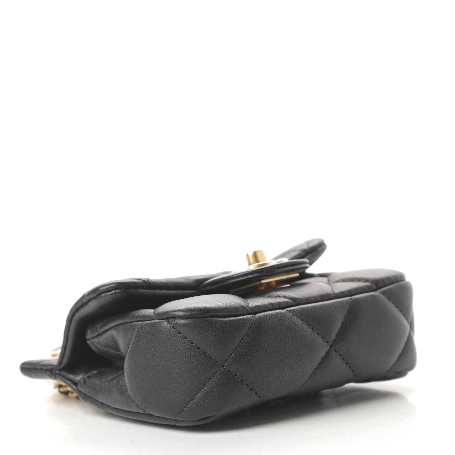 Chanel Calfskin Quilted Lady Handle Flap Card Holder With Chain Black 4 of 12