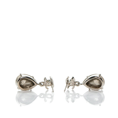 Chanel Crystal CC Drop Earrings Silver 3 of 4