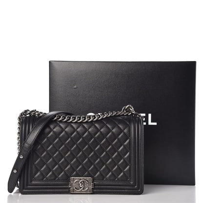 Chanel Metallic Calfskin Quilted New Medium Boy Flap Black 9 of 9