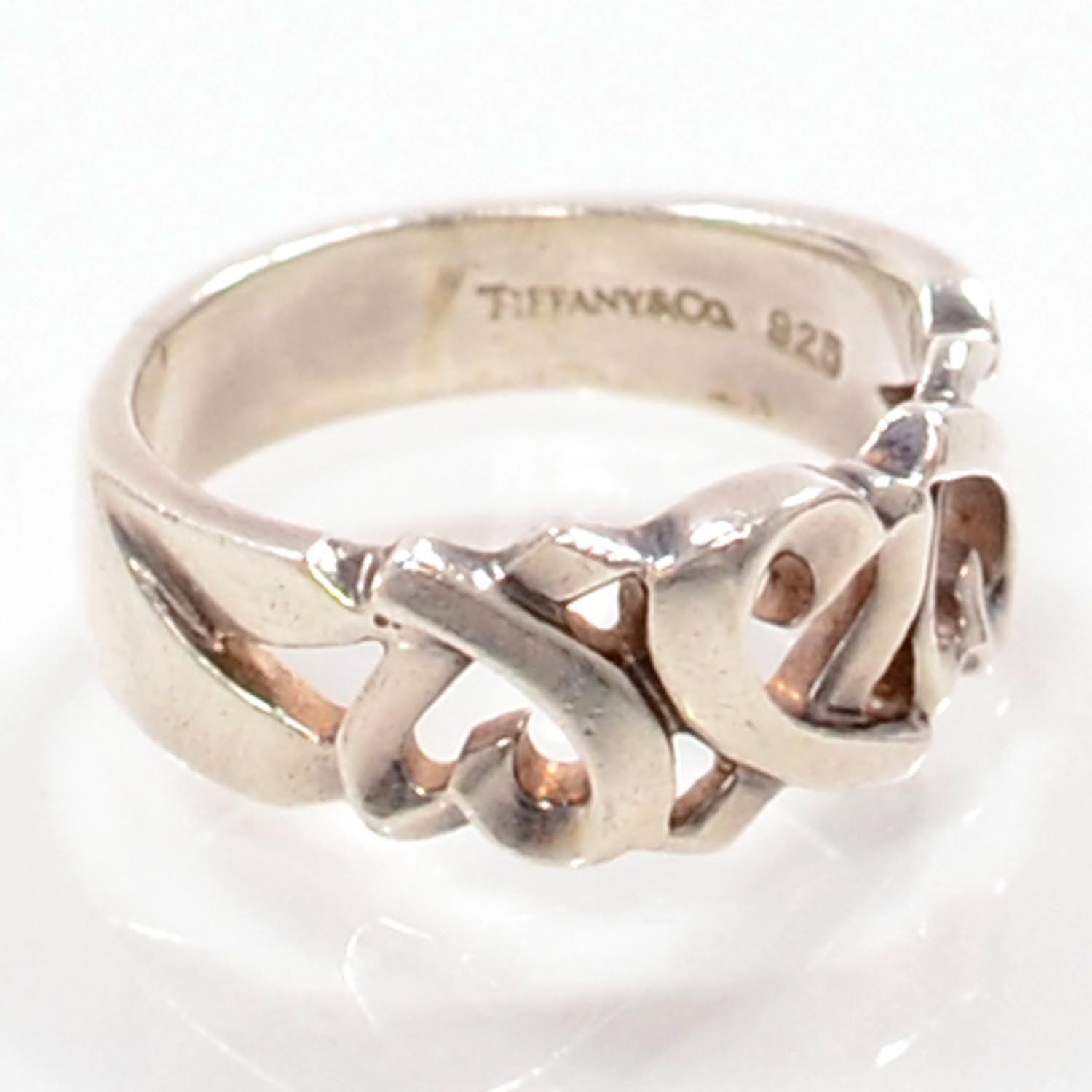 Tiffany Sterling Silver Paloma Picasso Loving Hearts Ring 8 3 of 6