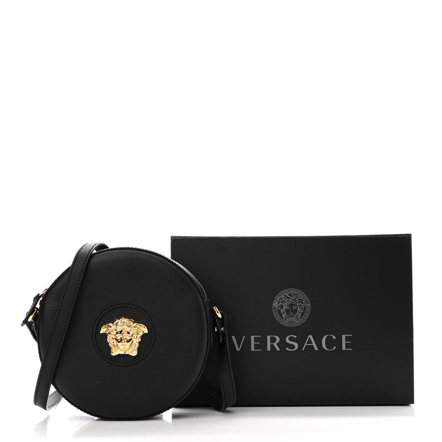 Calfskin La Medusa Round Camera Bag Black