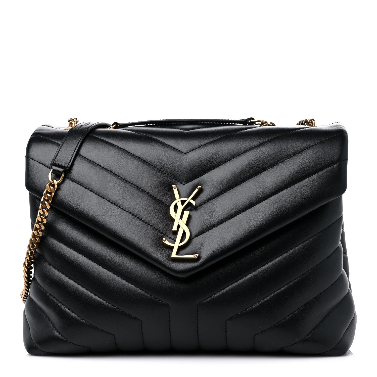 Saint Laurent Calfskin Y Quilted Monogram Medium Loulou Chain Satchel Black 1 of 13
