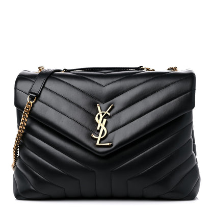 Saint Laurent Calfskin Y Quilted Monogram Medium Loulou Chain Satchel Black 1 of 13