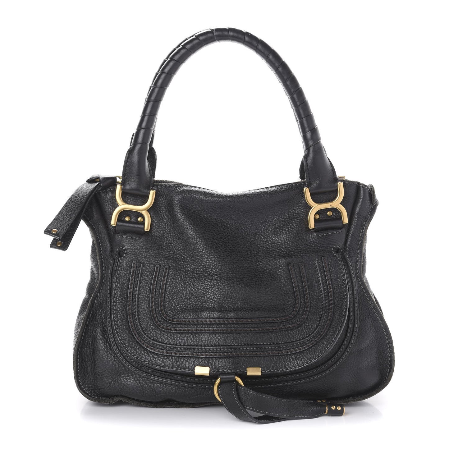 Calfskin Medium Marcie Satchel Black
