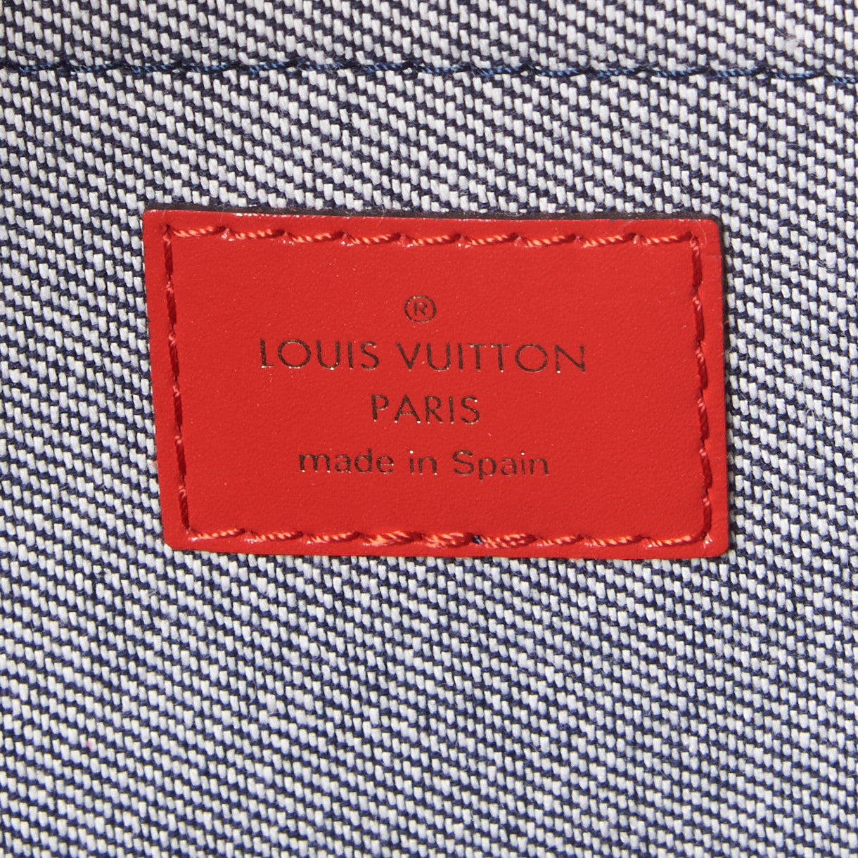 Denim Damier Monogram Patchwork Palm Springs Backpack Mini Blue Rouge