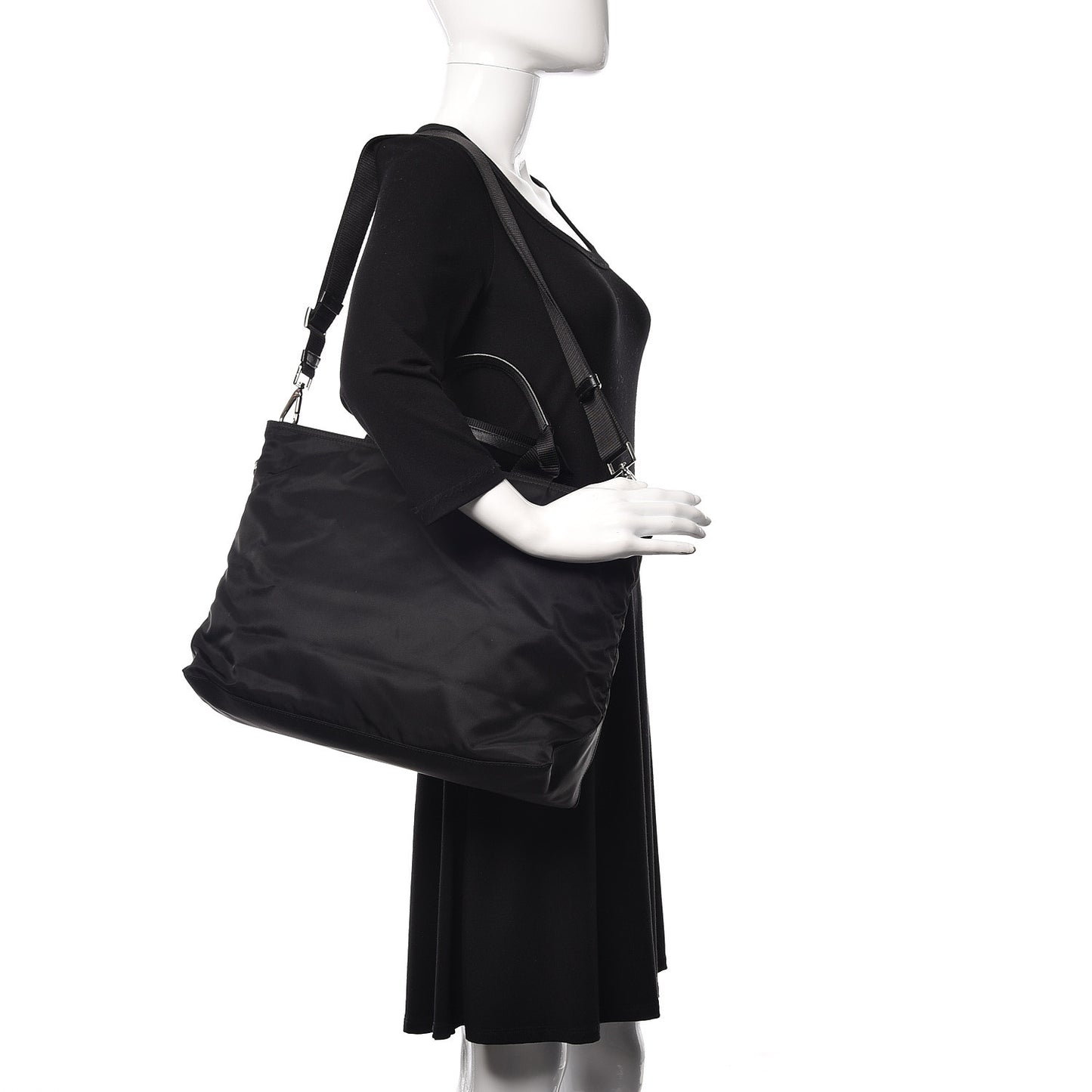 Nylon Vela East West Shopper Tote Black