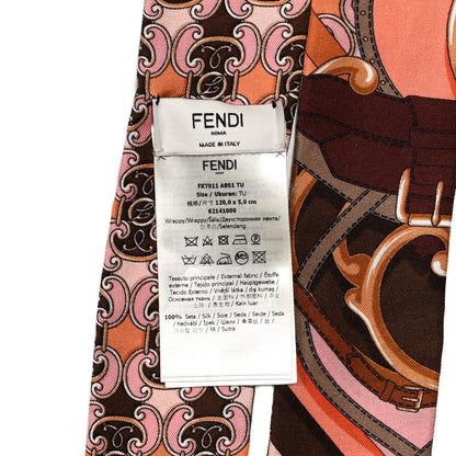 Fendi Silk Wrappy Scarf Brown Pink 3 of 3