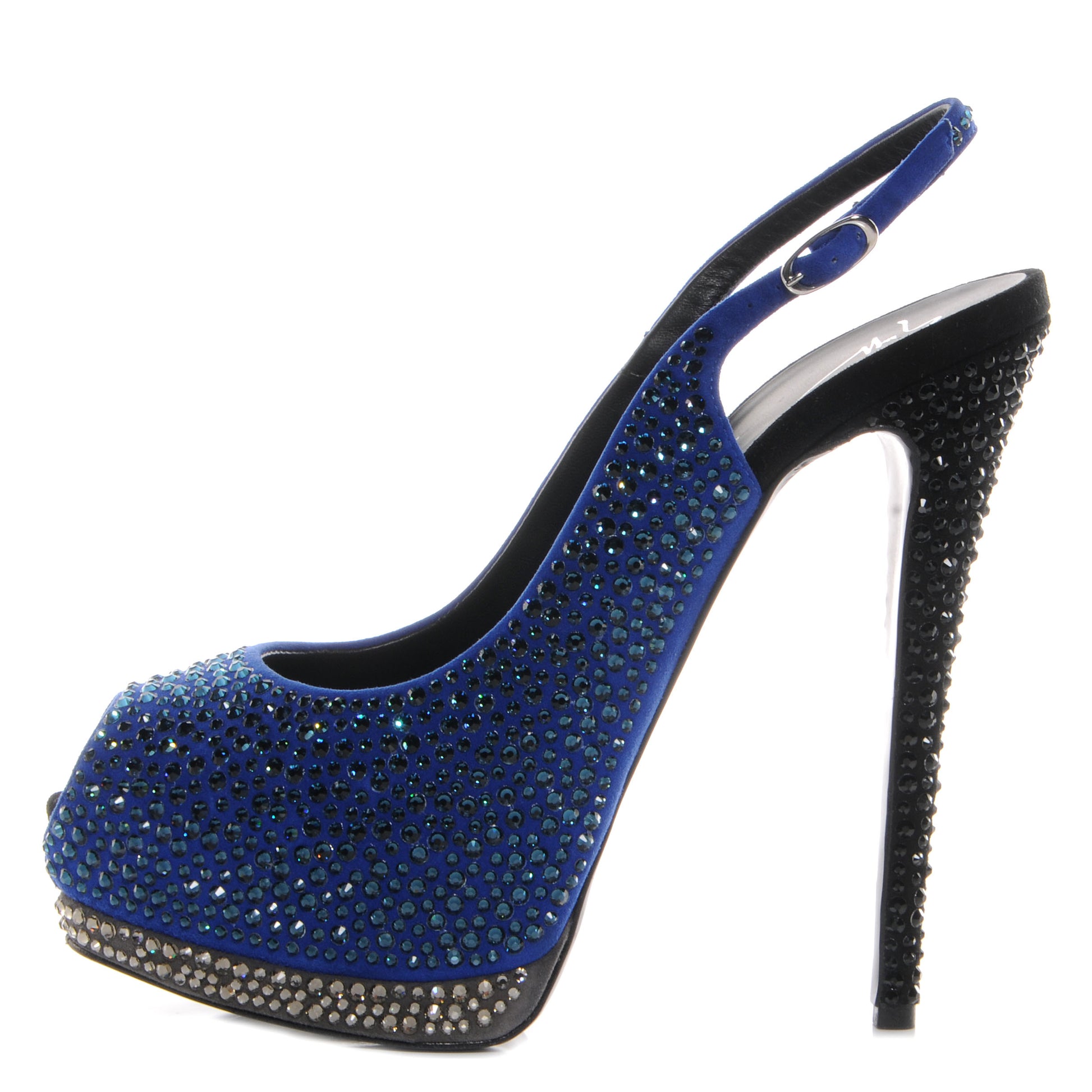 FASHIONPHILE GIUSEPPEZANOTTISuedeCrystalSharon105PlatformHeelsElektrikos40 1 of 6