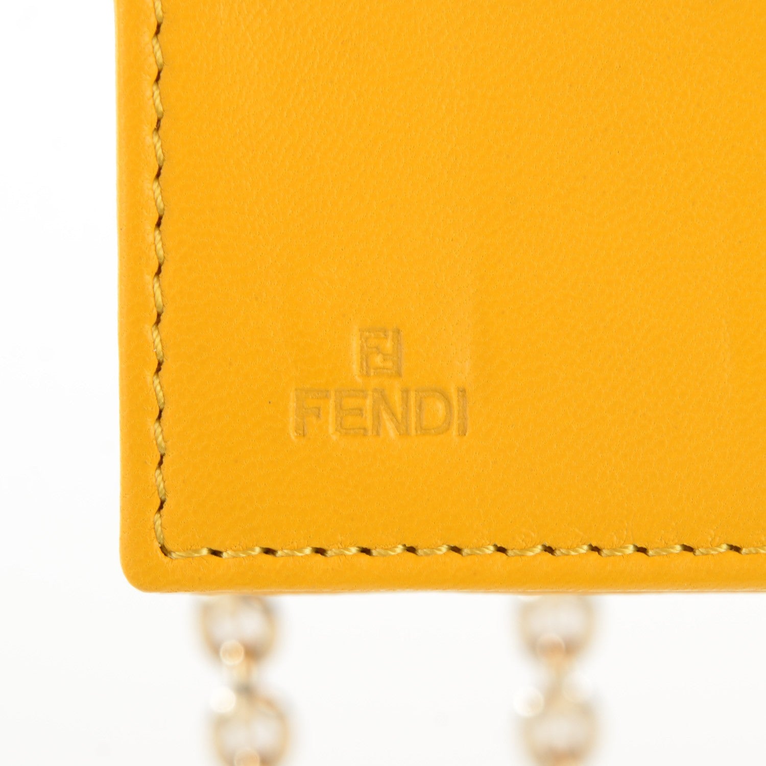 Fendi Nappa Logo Embossed Long Wallet On Chain Lemon Giallo 6 of 8