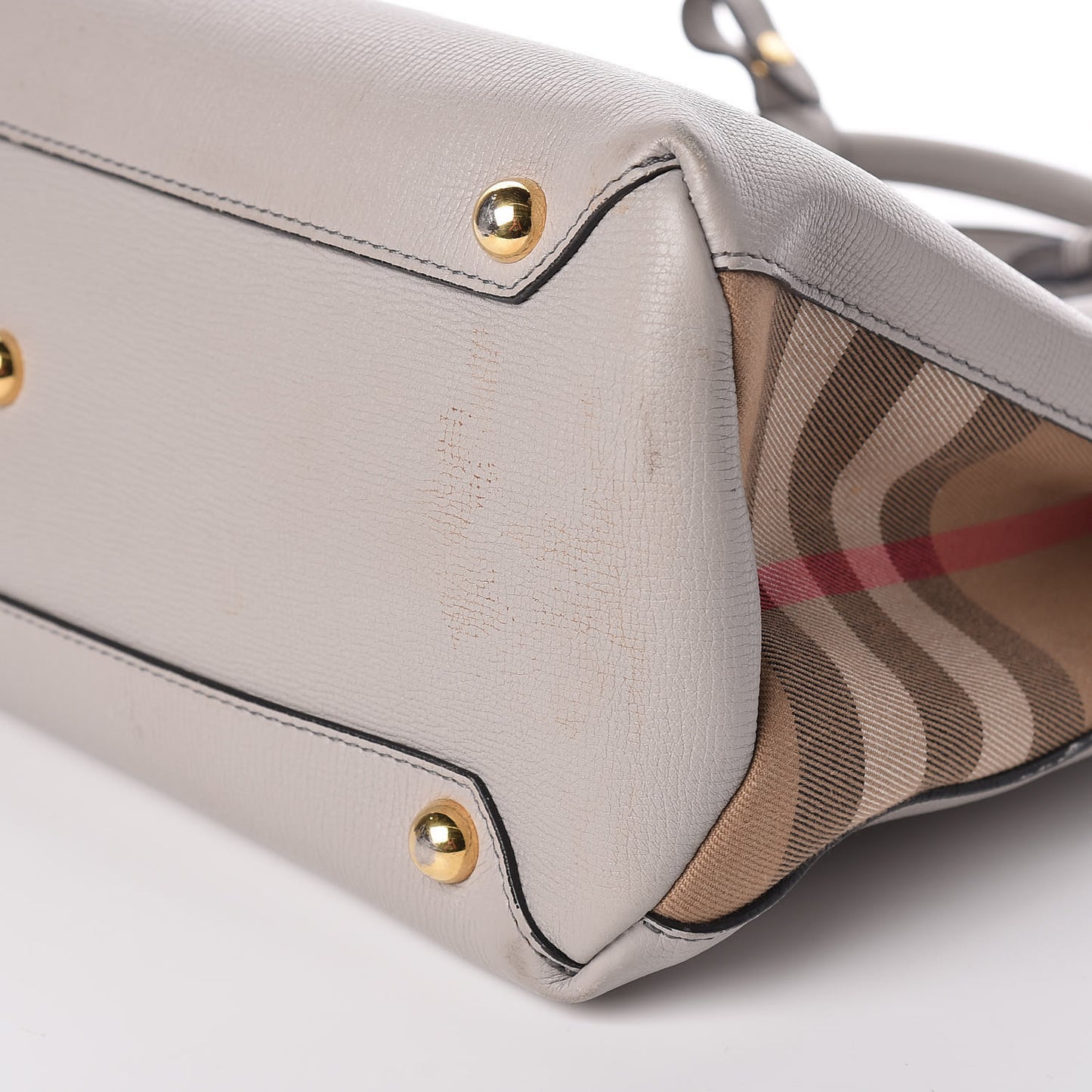 Derby Calfskin House Check Medium Banner Tote Pale Grey