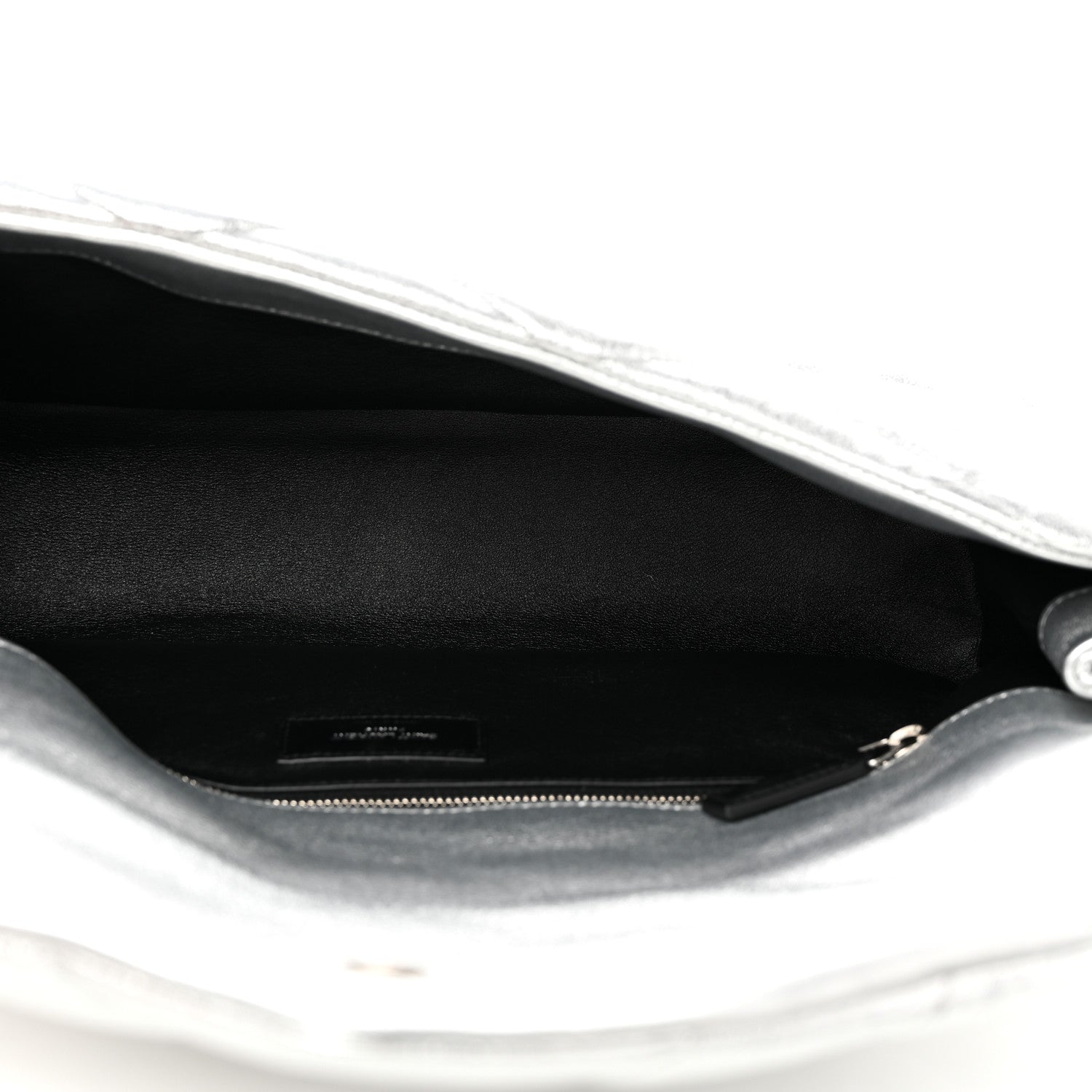 Saint Laurent Metallic Lambskin Quilted Sade Puffer Envelope Clutch Argento 5 of 7