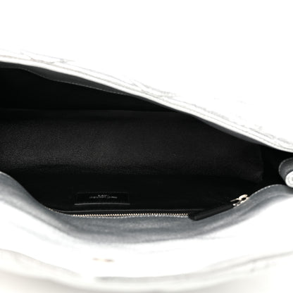 Saint Laurent Metallic Lambskin Quilted Sade Puffer Envelope Clutch Argento 5 of 7