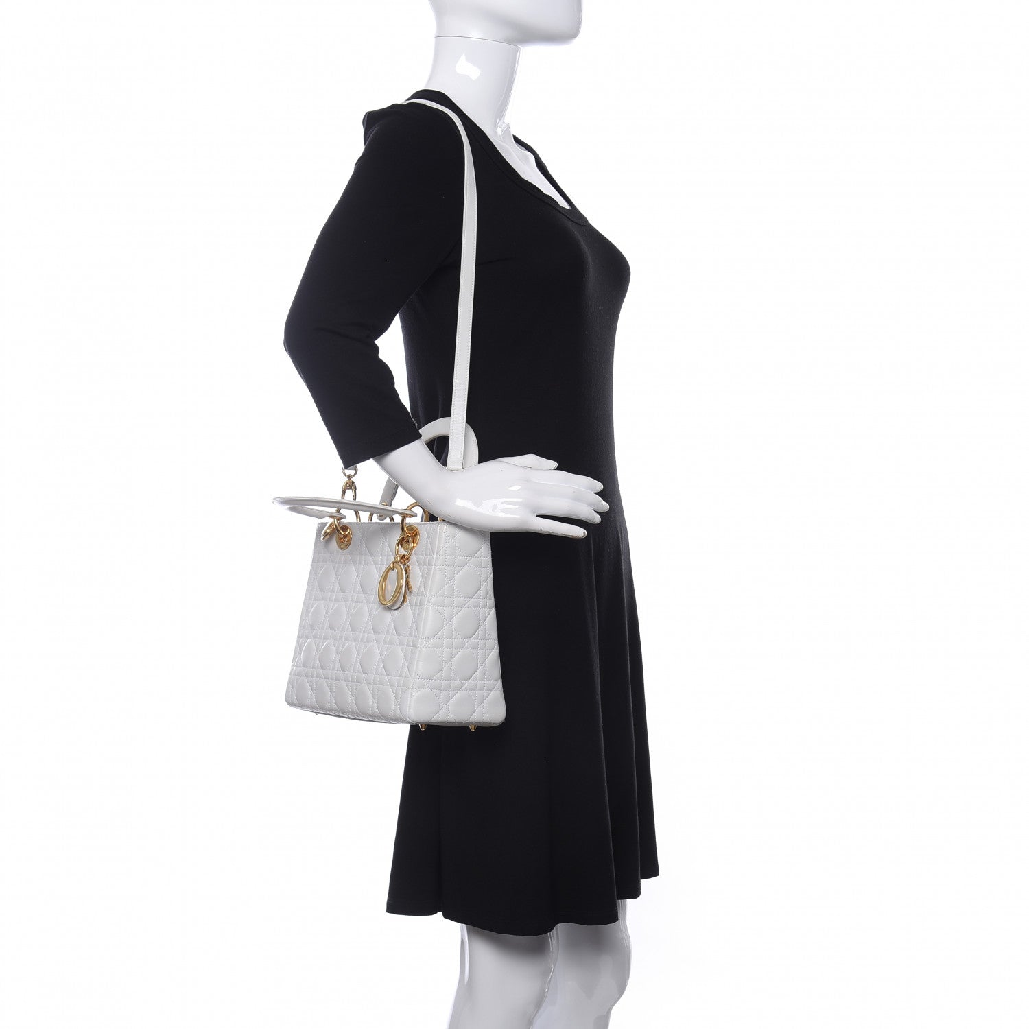 Christian Dior Lambskin Cannage Medium Lady Dior White 2 of 17