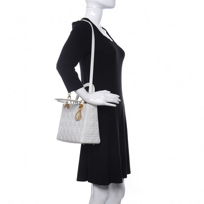 Christian Dior Lambskin Cannage Medium Lady Dior White 2 of 17
