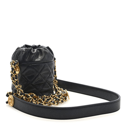 Chanel Caviar Quilted Twist Your Buttons Micro Bucket Bag Black 3 of 10